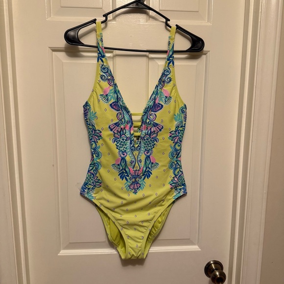 Lilly Pulitzer Jaspen One Piece Swimsuit Lori Green Pineapple Rivera Size 6 - Picture 4 of 10